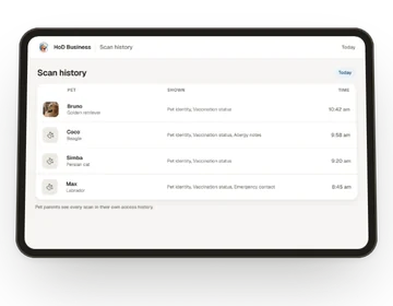 A scan history list